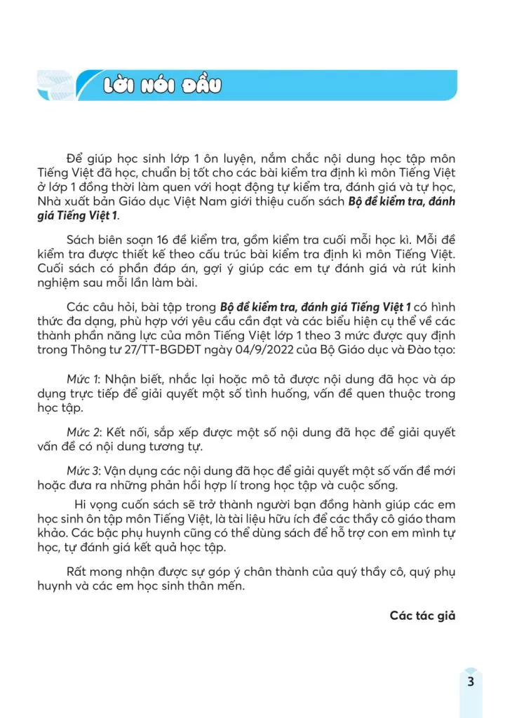 BỘ ĐỀ KIỂM TRA, ĐÁNH GIÁ TIẾNG VIỆT LỚP 1 (Theo chương trình GDPT 2018)